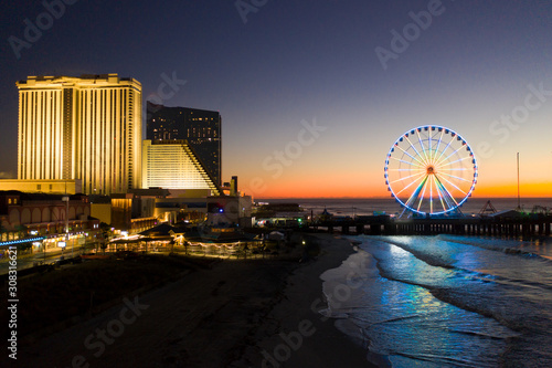 Drone view on the Atlantic City Skyline