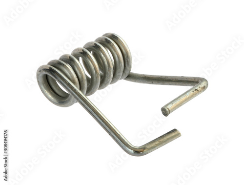 Steel torsion spring (with clipping path) isolated on white background