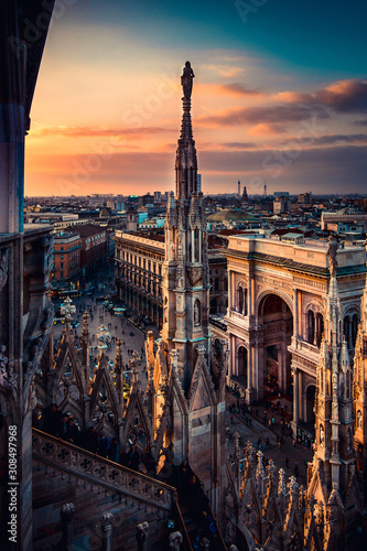 Milan Duomo Italy view from the roof terrace at sunset
