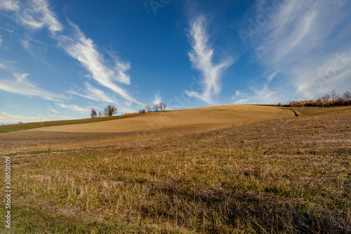 Turin hill panorama, cloudy sky, and expanse of grass