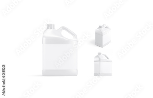 Blank white plastic canister mock up, isolated, different view
