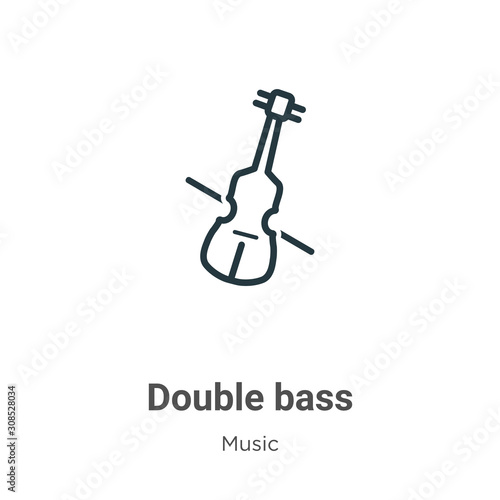 Double bass outline vector icon. Thin line black double bass icon, flat vector simple element illustration from editable music concept isolated on white background