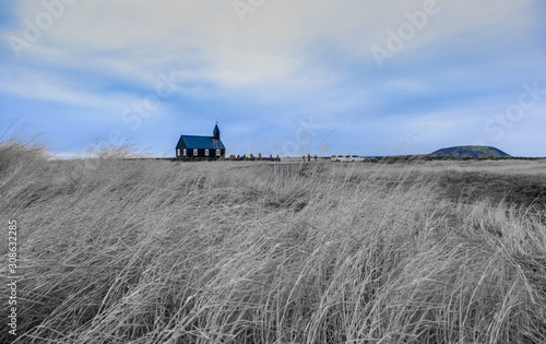 Famous iconic black church of Budir at Snaefellsnes peninsula region in Iceland.