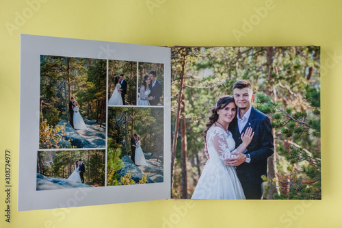 Luxury white leather wedding photo album and photo book