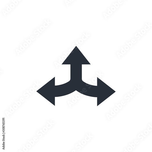  Roads in different directions. Multipurpose use. Vector linear icon on a white background.