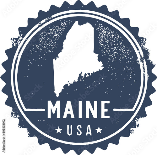 Vintage Maine USA State Stamp