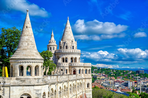 Fisherman's Bastion, located in the Buda Castle complex, in Budapest, Hungary.