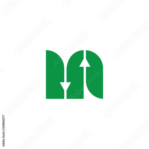 letter un abstract geometric arrow logo vector