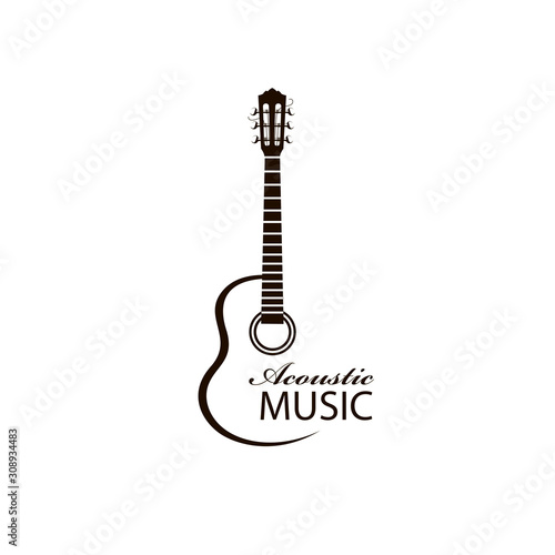 icon of classical acoustic guitar isolated on white background