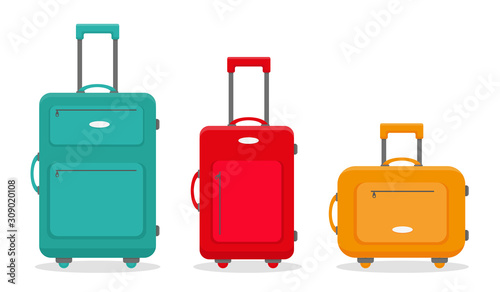 Three travel suitcases. Vector illustration.