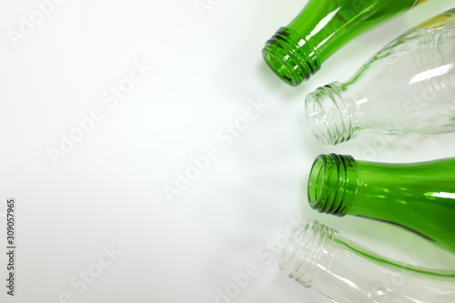 Glass bottles in white background showing zero waste concept