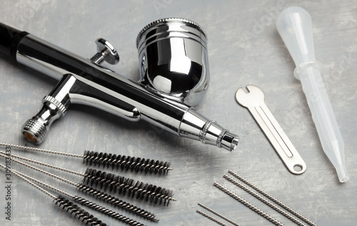 Airbrush cleaning. Brushes and other airbrush cleaning tools