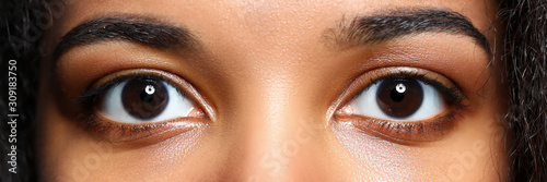 Letterbox view of black woman eyes