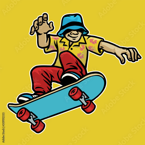cool guy enjoying skateboard