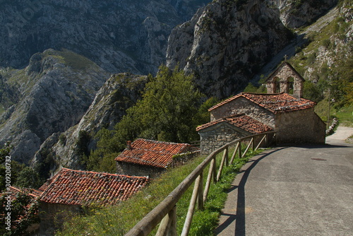 Church in the village Camarmena in national park Picos de Europa in Asturia,Spain,Europe