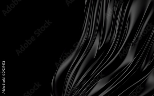 Black wavy background color splash, elegant classy design. 3d render