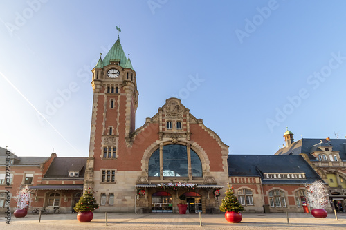 Railway station (Gare de Colmar), is a railway station located in Colmar, Alsace, France. The same design was used in the construction of Gdansk's principal railway station in Poland.