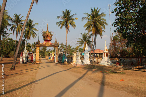 buddhist temple (Wat Khon Tai) on khong island in laos