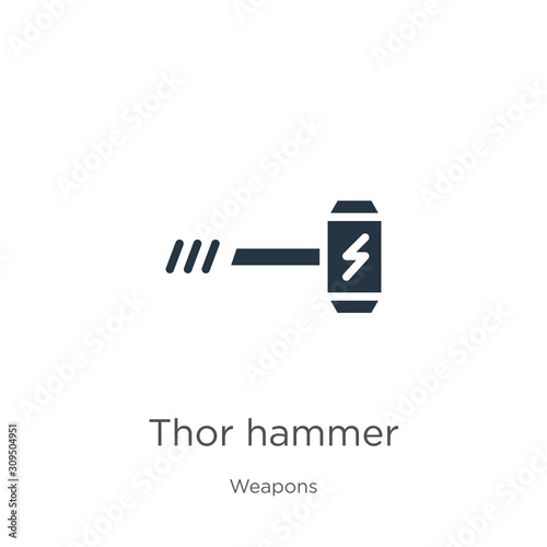 Thor hammer icon vector. Trendy flat thor hammer icon from weapons collection isolated on white background. Vector illustration can be used for web and mobile graphic design, logo, eps10