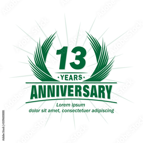 13 years logo design template. 13th anniversary vector and illustration.