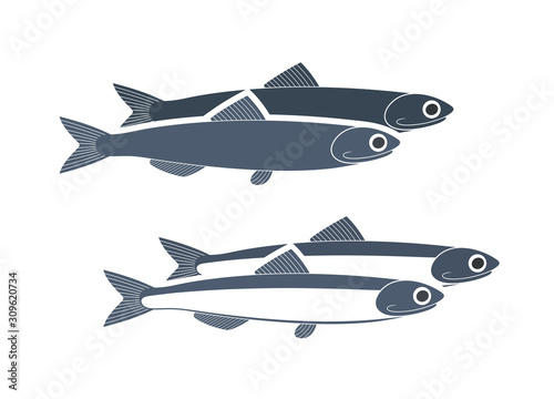 Anchovy logo. Isolated anchovy on white background