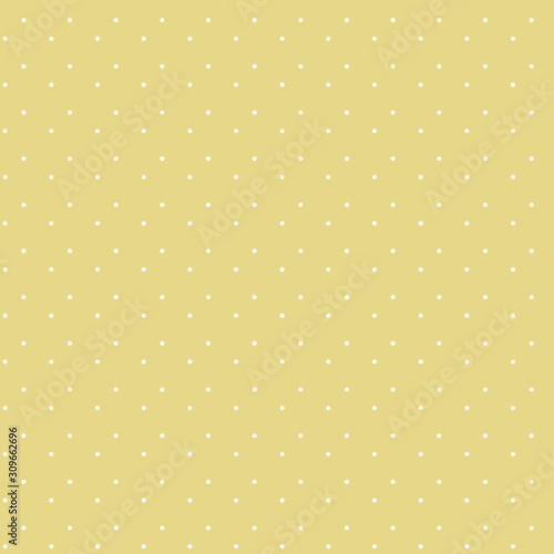 Seamless yellow golden light vector retro pattern with small white round dots.