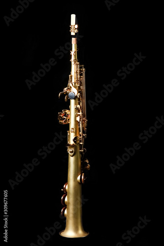 soprano saxophone on black background