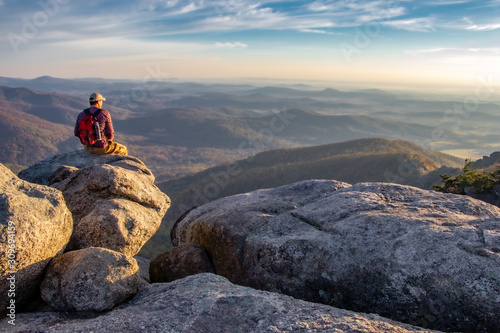 Enjoying the view on Old Rag Moutain at Sunrise