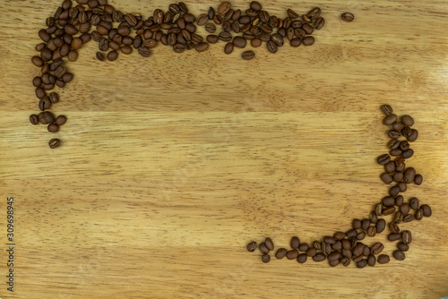 Coffee beans boarder on 