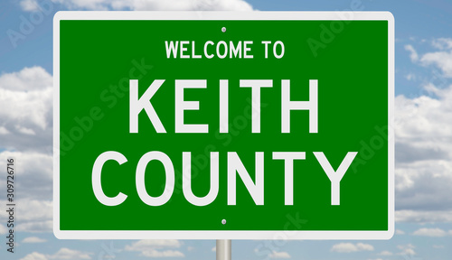 Rendering of a green 3d highway sign for Keith County