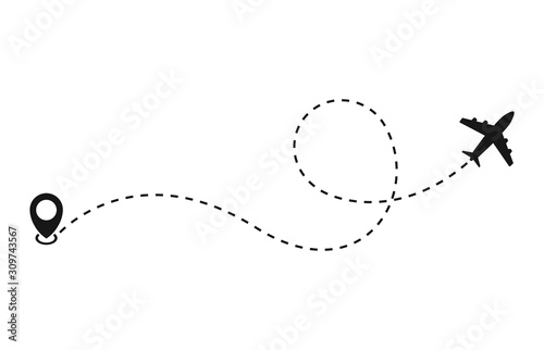 Plane and track icon on a white background. Vector illustration
