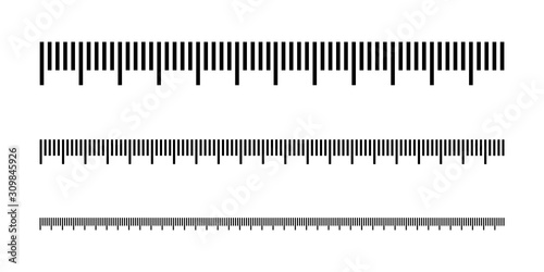 Measuring scale, marking for ruler, thermometer scale, marks for tape measure. Vector illustration