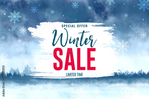 Winter sale banner, vector illustration