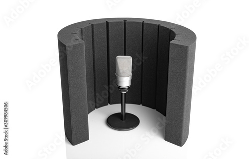 Professional condenser microphone and a studio microphone screen for recording in the studio and Broadcast.