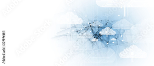 Cloud technology. Integrated digital web concept background