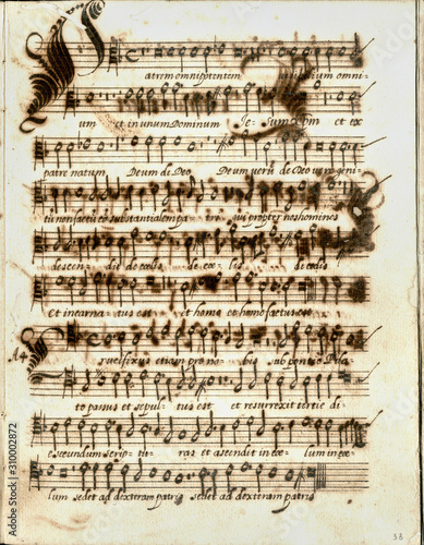 Foto di antico manoscritto musicale di ignoto, ca. 1700.