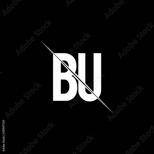 BU logo monogram with slash style design template