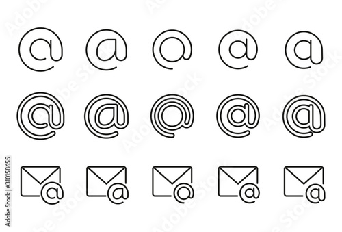 Modern thin line icons set of arroba