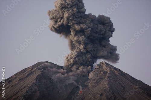 Cloud of volcanic ash from Semeru Java Indonesia