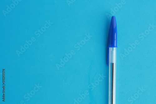 Saragossa Spain. September 18, 2018, Bic Cristal branded blue pen