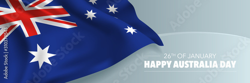 Happy Australia day vector banner, greeting card