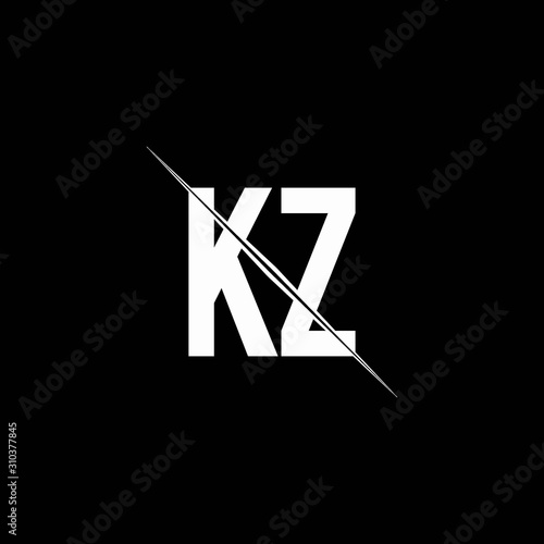 KZ logo monogram with slash style design template