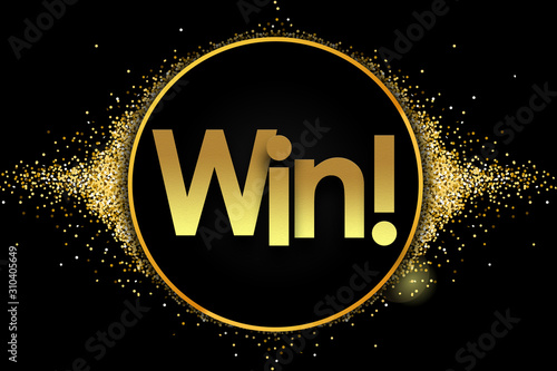 win in golden circle stars and black background