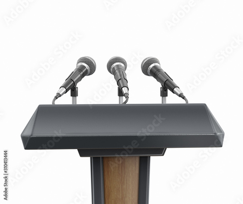 Podium lectern with microphones