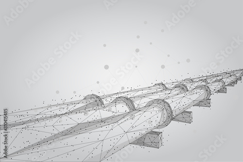 Abstract mash line and point Oil pipeline. Petroleum fuel industry transportation line connection dots illustration