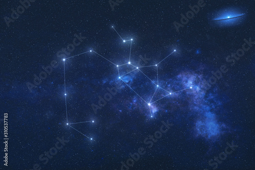 Sagittarius Constellation stars in outer space. Zodiac Sign Sagittarius constellation lines. Elements of this image were furnished by NASA 