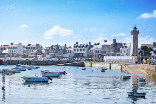 Sunny day in the port of Roscoff, a commune in the Finistere departement of Brittany in northwestern France near Île de Batz.
