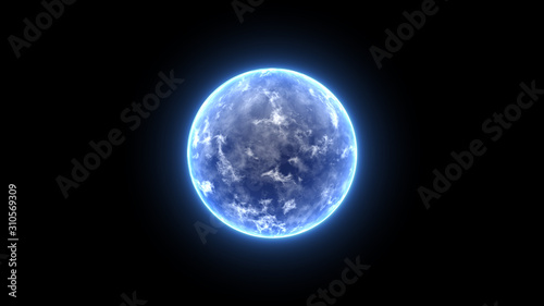 Energy Ball Motion Graphics. Blue earth planet