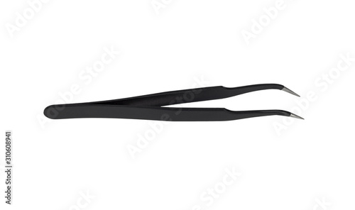 Black metal tweezer with antistatic coating.