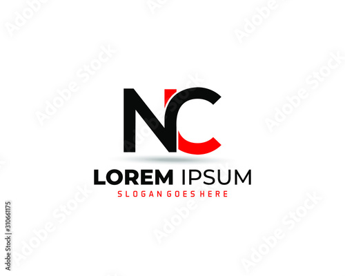 NC Modern Letter Logo Design with Red and black color